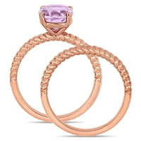 Ženski zaručnički prsten od 14 karatnog ružičastog zlata od 14 karatnog ružičastog zlata s dvostrukom trakom za