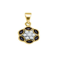 Nakit od žutog zlata od 10 karata Ženski okrugli šesterokutni Privjesak u crnoj boji s pojačanim dijamantom