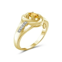 Jewelersclub Citrine prsten nakit za rođenje - 0. Karat Citrine 14K Zlatni nakit od srebrnog prstena s bijelim