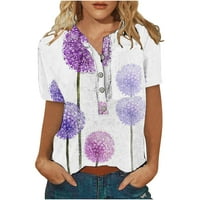 Sigurni ženski pamučni vrhovi s džepnim čišćenjem modni odmor biljka tiskane majice Odjeća Ljetna majica kratkih