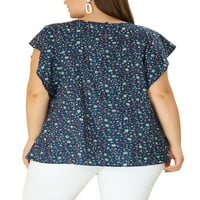 Jedinstvene ponude ženske plus veličine odjeće Flare Short Slušana polka točkica šifonska bluza