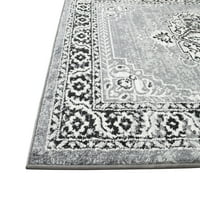 Siva, bjelokost, ugljen izblijedjela, orijentalni stil, vintage perzijski tepih, apstraktni Kashan s cvijećem