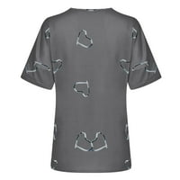 Ženska ljetna majica s printom u donjem rublju, ležerna, okruglog vrata i ramena, siva, u donjem rublju, 95% poliester,