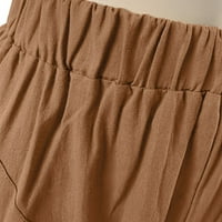 Meuva žene pamučni džep obrezane hlače ravne noge dame ležerne labave hlače hlače