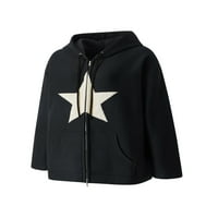 + / Ženske sportske jednobojne jakne sa zvjezdanim patentnim zatvaračem casual kaput osnovna gornja odjeća dugih