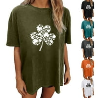 Tejiojio All Saints 'Day Clearance Women's Vintage Drop Slušavi St. Patrick's Day Print kratki rukavi vrhovi kratkih