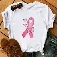 Majice za rak dojke za žene ružičaste majice s kratkim rukavima s okruglim rukavima ljetna bluza labava fit osnovni
