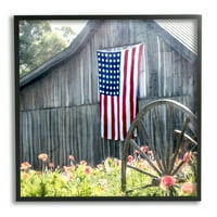 Americana Barn Floral Farmland Town & City Graphic Art Black Framed Art Print Wall Art