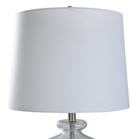 Srebrno zasađena staklena stolna svjetiljka s bijelom konusnom nijansom bubnja