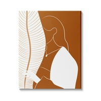Studell Desirts žena iza Palm Leaf Sažetak portreta narančaste bijele boje, 20, dizajn breze i tinte