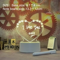 LED nota ploča noćna svjetiljka Ljubavno srce akrilni dnevni memorijski praznici s olovkom za kućnu spavaću sobu