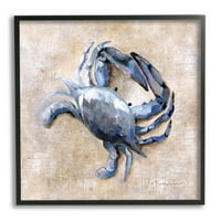 Stupell Marine Crab Sandy Ocean Life Pejzažno slikanje crna uokvirena umjetnička print zidna umjetnost