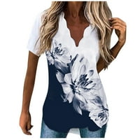Ženske majice, bluze, Ženske Ležerne ljetne košulje s cvjetnim printom i kratkim rukavima u obliku slova u mornarsko