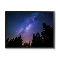 Stupell Industries Deep Blue & Purple Galaxy Sky Star Stars Woodlands granica uokvirena zidna umjetnost, 16, dizajn