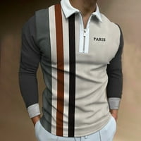 Muška polo majica ležerna majica s ovratnikom s patentnim zatvaračem bluza s dugim rukavima s printom modni Polo