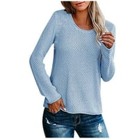 Džemper za žensku posadu pulover dugih rukava casual pletena gornja neba plava veličina m