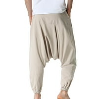 Muškarci ležerno ljeto labave struke srednjeg struka joga harem hlače s džepovima
