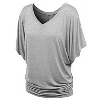 Bluze za žene modni ljetni rukav casual solidne majice vrhovi bluza 4xl