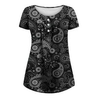 Ženske košulje i bluze Rasprodaja crnih ponuda, ženski ljetni top s okruglim vratom s nabranim kratkim rukavima