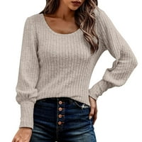 Ženska tanka majica majice Ženske pulovere džemperi s dugim rukavima casual Okrugli vrat rebrasti pleteni džemper