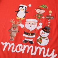 Božićna odjeća za roditelje i djecu, Crveni Gornji dio Djeda Mraza s dugim rukavima + duge hlače Na pruge, Muškarci,