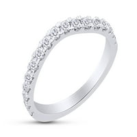 Zakrivljeni zaručnički prsten od bijelog prirodnog dijamanta okruglog kroja za žene od bijelog zlata od 14 karata