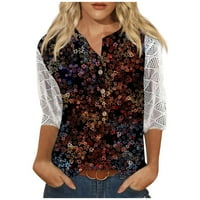 Ženske košulje Apepal s rukavima, V-izrez, svakodnevne radne vrhovima Henley, držači bluze u patchwork stilu,