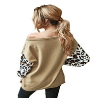 Ženski pulover od raglana s dugim rukavima s leopard šavom, pleteni džemperi