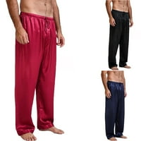 Muške pidžama hlače od imitacije svile, donji dio za spavanje, pidžama hlače u tamnoplavoj boji