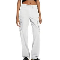 Hipi ženske teretne hlače u uličnom stilu široke obične ravne hlače s elastičnim elastičnim strukom na kopčanje