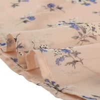 Jedinstveni prijedlozi ženska šifonska haljina A kroja s cvjetnim volanima i rukavom u obliku vrata u obliku slova