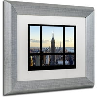 Zaštitni znak likovne umjetnosti New York Window View Canvas Art by Philippe Hugonnard, White Matte, Silver Frame