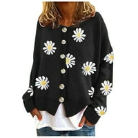 Kardigani za žene Rasprodaja Ženska moda jesen zima ležerni cvjetni pleteni kardigan s dugim rukavima džemperi