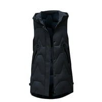 ženski zimski kratki prsluk s velikim džepovima, prošiveni prsluci, lagani ženski vrhovi bez rukava, crna boja,