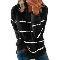 Kapuljače za žene zip up žene modno casual trait print s kapuljača s dugim rukavima labava majica majice crni