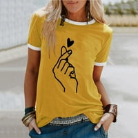 Ženska modna casual tiskar O-Neck labava majica s majicama s kratkim rukavima Majica svilena košulja, xl