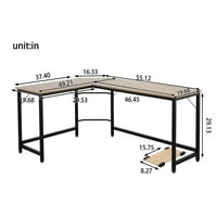 Kutni stol u industrijskom stilu u obliku slova u, jednostavan kutni stol za kućni ured, kućni kutni računalni