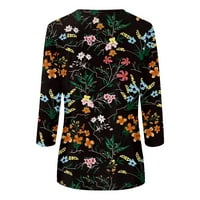 Ljetni vrhovi ženski modni casual cvjetovi cvjetovi tiskani tiskani majica majica o-vrata pulover