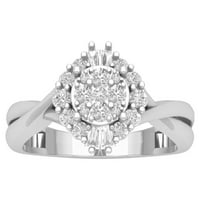 Araiya Sterling Silver Diamond Cluster okrugli prsten, veličina 10