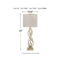 Dizajn potpisa Ashley Edric Antique Gold Finish 32 Metalna stolna svjetiljka