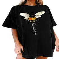 Rejlun ladies majica majice s kratkim rukavima leptir cvjetni print majica casual tunika bluza labav salonci ljetni