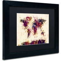 Zaštitni znak likovne umjetnosti World Map Map Paint Splashes 2 Canvas Art by Michael Tompsett, Black Matte, crni