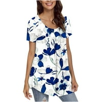 Ženske modne majice s plisiranim tunikama, majice kratkih rukava, majice s cvjetnim rukavima, majice s okruglim