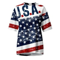Majice s okruglim vratom, ljetna tunika labavog kroja s američkom zastavom u obliku zvijezde i prugastih pruga,