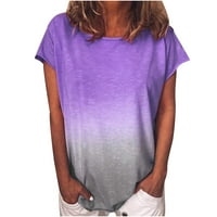 Rasprodaja ženskih vrhova ispod $ ženska ležerna majica kratkih rukava U boji gradijenta, bluza od tunike, ljubičasti
