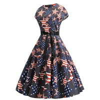 Topovi za žene 4. srpnja, Top sa zvijezdom američke zastave, sunčane haljine, ležerna seksi haljina s prugastim