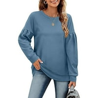Ženske majice na rasprodaji ženske jesensko-zimske Ležerne jednobojne pulovere s dugim rukavima Bluza majica majica