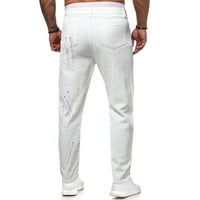 Uske hlače od pjene Ležerne bijele traperice duge hlače s kopčom s patentnim zatvaračem s ravnim otvorom hlače