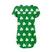 Umitay ženski cvjetni print St. Patrick Cvjetni print casual majica kratki rukavi uživo gumb Top Dame vrhovi i
