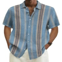 2 muški vrhovi s reverom ljetne košulje ležerna bluza muška majica za odmor običnog kroja svijetloplava 3 inča